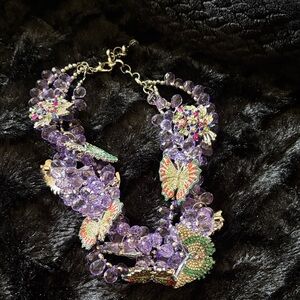 Vintage Sassy Jones Purple and Green Beaded Necklace